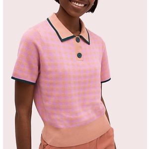 💕 Pink Gingham Kate Spade Polo Sweater